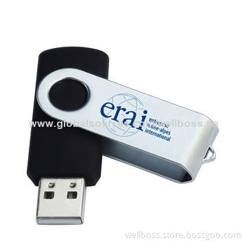 Swivel USB Black Flash Drive for Promotional Purposes, Customized Logos and Designs are Accepted